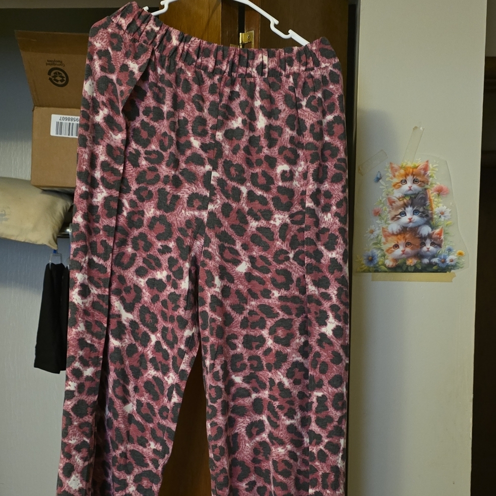 Zenana Outfitters Pink and Gray Animal Print These Have The Slit Down The Side